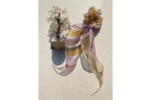 the happy hair ties organza printed scarf scrunchie with tie women hair band for hair (golden)