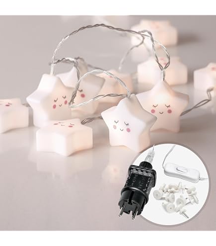 Catena Luminosa LED Spaziale - 3 Metri, 20 Luci A Forma Di Astronauta E Razzo | Luci Calde Per Feste E Camera