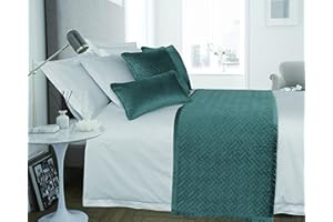 THE BETTERSLEEP COMPANY The Better Sleep Company Luxury French Velvet Throws, Bedspreads, Runners and Cushions (Teal, Bed Runner 55cm x 220cms)