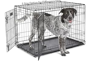 JIGERJS Dog Crate-Medium Dog Crate,Dog Cage with 2 Doors Dog Kennel Outdoor For Easy Clean Removable Plastic Tray Foldable Metal Training Crate(36 INCH)