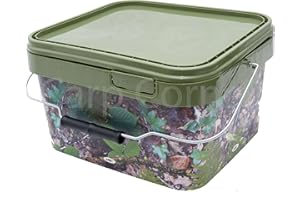 CARP CORNER Carp Fishing Square 5L Camo Bait Bucket For Boilies Pellets Spod Mix X1 X2 X3 X4