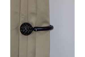 Home Harmony® Sphere Geo Finial Telescopic Extendable Curtain Pole set In Black Silver White and Matching Holdbacks Available (Black, Holdback Pair)