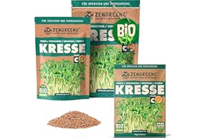 ZenGreens® - Bio Kresse Sprossen Samen - Wähle zwischen 10g, 200g und 500g - Kresse Samen - Keimrate von über 96% - Bio Saatgut zum Keimsprossen ziehen - wiederverschließbare Verpackung
