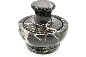 BRITISH FOSSILS Marble Mushroom Pestle & Mortar (Black Marble)