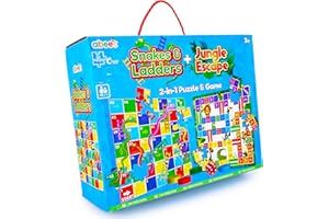 abeec Juego de rompecabezas de escape de serpientes y escaleras y selva 2 en 1, rompecabezas gigante para piso, juegos de mesa familiares para niños y adultos, juegos de jardín grandes