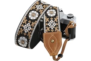 PADWA LIFESTYLE Tracolla per fotocamera, doppio strato con estremità in pelle bovina, regolabile e universale, per tutte le fotocamere DSLR