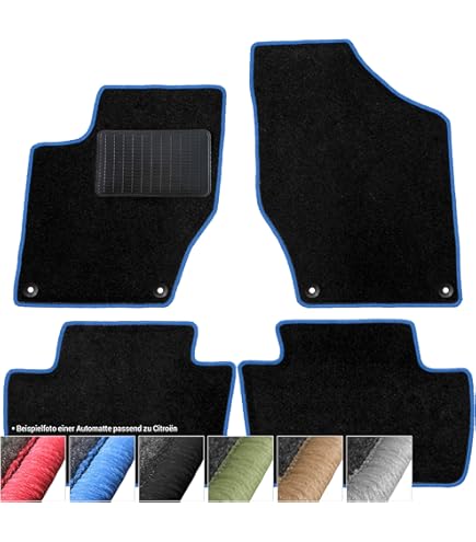 moto-MOLTICO Vloermatten auto velours automatten zwart automatten set 4-delig geschikt voor FIAT 500L vanaf 2012 (groen - siernaden