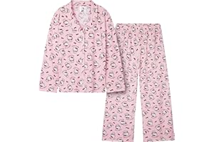 Hello Kitty Sanrio Pyjama Fille et Ado, Ensemble Haut et Bas, Tenue de Nuit Enfant Kawaii, Pyjama Hiver Doux et Confortable