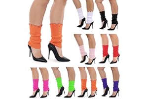 I LOVE FANCY DRESS Ladies Leg Warmers - Pair of Neon 80s Legwarmers - 1980s Dancer Pop Star Roller Disco Fancy Dress Costume Accessory
