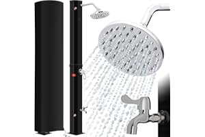 KESSER® Ducha de Jardín 40L | Ducha Solar con Agua Caliente Máximo 60 °C | Incluye Jabonera metálico y Cubierta Protectora | sin conexión eléctrica | Ducha de Piscina Camping y Grifo, Negro