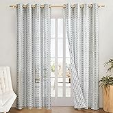 Amazon Brand - Solimo Polyester Sheer Jacquard Door Grommet Curtains| Blackout Door Curtains| 7 Feet |Set of 2|Printed Design