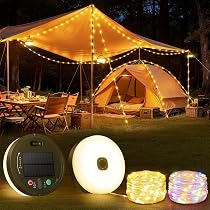 Camping-Lichterkette Aufrollbar – 10 M LED, USB Wiederaufladbar, 2000 MAh Akku, IP44, 8 Beleuchtungsmodi – Laterne + Lichterkette 2-in-1
