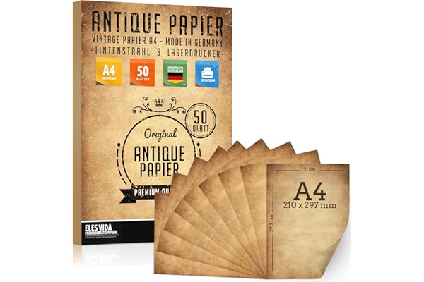 50 morceaux de vieux papier 100g / m2 papeterie antique DIY A4, impression de communion des deux côtés, rouleau papier pour cartes, invitations historiques - Antique
