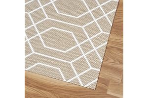 YOLODE Estores Basic Alfombra Vinilica Salon Premium Alfombras de habitación Comedor baño Cocina Lavable Antideslizante y Resistente para Interior y Exterior Geom Blanco 120x180 cm