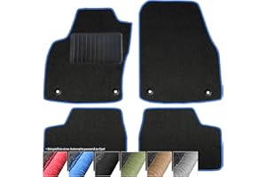 moto-MOLTICO Fußmatten Auto - Velours Autoteppiche passend für Opel Astra H (2004-2009) - 4-teiliges Set - Schwarze Automatten mit Blauen Ziernähten