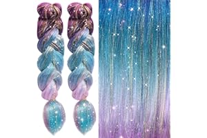 CWAWF Ombre Braiding Hair, 2pack Kanekalon Haar Braids Extension (Lila & Blau)