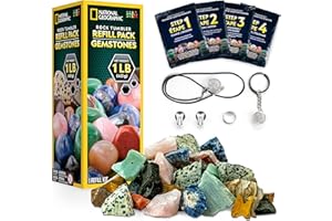BLUE MARBLE NATIONAL GEOGRAPHIC Rock Tumbler Refill Kit – 453 g kamienie szlachetne i kamienie do tumblingu w zestawie niepolerowany ametystu i kwarcu - Rock Tumbler Supplies w zestawie Rock Tumbler Grit &