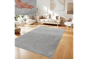 Paco Home Tappeto Salotto e Camera da Letto Moderno a Pelo Corto - Morbido, Lavabile, Antiscivolo, in Finta Pelliccia, Dimensione:200x280 cm, Colore:Grigio
