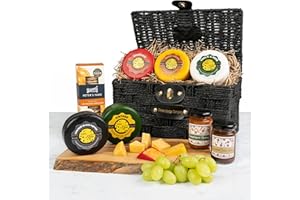 THE CHEESE WEDGE CO. Cheese Hamper Gift Set Ideal Cheese Gift Set | 5 Artisan Cheeses + 2 Chutneys & Crackers