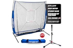 PowerNet Corbin Carroll 5x5 Practice Net Bundle, Baseball Softball Coaching Aid, Compact Lightweight Portable, Hitting Pitching Training