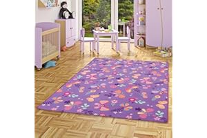 Snapstyle Alfombra Infantil de Mariposa - Morado - en 17 tamaños