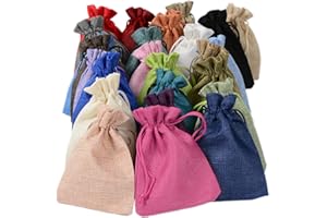 PLECUPE 10 Pezzi Borse di Lino Linen Drawstring Bags Gift Bags per Nozze Festa di Matrimonio e Fai da Te Artigianato Decorazione, 9x12cm Naturale Bustina Borse Bomboniera Confezione, Casuale
