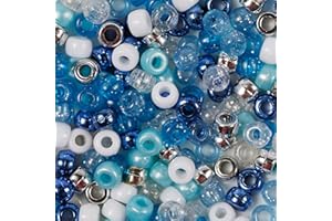 LUSSO LIA Elsa's Pony Bead Mix 200 Pieces Mixed Blue Beads Size 9mm x 6mm