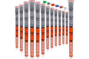 SAPLIZE Golf Grips 13 Piece, Standard /Mid-Size, Cord Rubber, Hybrid Golf Club Grips, 6 Colors Options