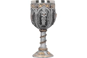 Nemesis Now Gobelet médiéval Chevalier argenté en résine avec Insert en Acier Inoxydable 17,5 cm