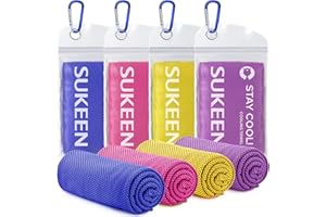 Sukeen Cooling Towel 4 Pack (40"x12"), Microfiber Cool Towel, Soft Breathable Chilly Towel for Yoga, Golf, Gym, Camping, Running, Workout & More Activities