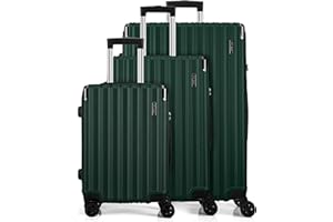 FLIEE Suitcase Set |4 Silent Dual Spinner Wheels |Lightweight Hard Shell Suitcases | TSA 3 Digit Combination Lock | Aluminium Telescopic Handle (Green, 3 Piece Full Set)