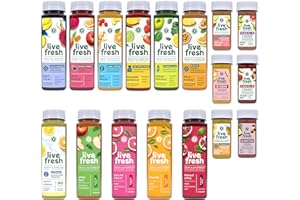 ‎LIVEFRESH LiveFresh Probierpaket Alle Säfte & Shots, 17 Säfte in Originalgröße, Frisch & Kaltgepresst, Mit Superfruits & wichtigen Vitaminen (inkl. 2,75€ Einwegpfand)