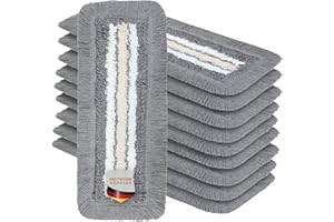 Okaei 10 Stück Wischmopp Bezug (40 cm) - Bodenwischer-Wischbezug für Krankenhäuser & Pflegeeinrichtungen - Wischer-Bezug mit Optimalen Gleiteigenschaften für Ergonomisches Arbeiten - Grau
