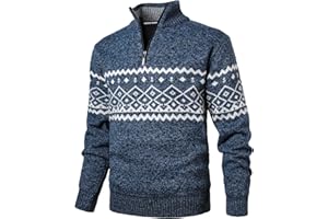 Herothorn Pullover in Pile da Uomo con Collo Alto e Zip Felpa in Micropile 1/4 di Zip a Manica Lunga Leggera a Collo Alto Lavorata a Maglia Pullover a Maglia Grossa Ispessita a Collo Alto