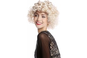 WIG ME UP- G-7-ZA88/ZA66 Peluca Mujer Halloween Carnaval 80s telenovela Diva rizos Varios riazdo Corto Rubia Mezcla