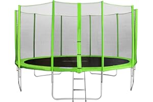 SixBros. SixJump trampolino elastico da giardino 4,30 m – trampolino per il giardino, trampolino all’aperto, set completo incluso scaletta, rete di sicurezza & copertura, verde, TG430/1768