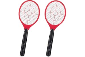 2 x elektrische Fliegenklatsche, ohne chemische Stoffe, Fliegentöter, gegen Fliegen, Mücken & Moskitos, Fly Swatter, rot