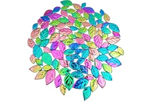 BTMIEY 500g Random Iridescent Leaves Ceramics Mosaic Tiles,Making Creative 3 Size Ceramic Mosaic Pieces for DIY Craft,Flowerpots, Vases, Cups, Garden Decor Mosaic Making Supplies (Mix Rainbow)