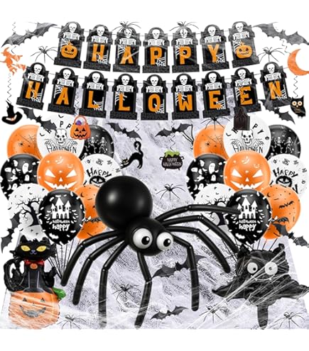 Décoration Halloween Complète - Banderole, Guirlandes, Ballons Et Accessoires Photo (25 Pièces)