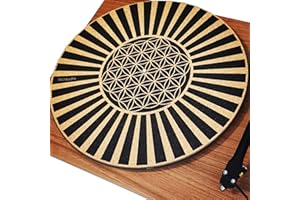 TazStudio Premium Slipmat – Kork-Plattenspielermatte für bessere Klangunterstützung auf Vinyl-LP-Plattenspielern – Korkmatte, originelles Kunstdesign – psychedelische geometrische Blume des Lebens (4