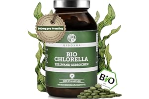 ‎QIDOSHA QIDOSHA® Bio Chlorella Presslinge, 600 Stk/Glas, 500mg je Pressling, 100% natürliches Bio-Chlorella vulgaris Pulver aus kontrolliert biologischem Anbau, mit bereits aufgebrochener Zellwand