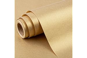 Wikadlik Rotolo di carta da regalo dorata, 43 cm x 10 m, tinta unita, perlata, per matrimoni, compleanni, anniversari, Natale