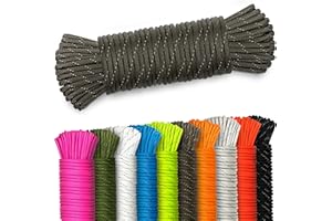 AMZoutdoor® 4 mm odblaskowy sznurek Paracord 550 | odblaskowy sznurek paracord | wyposażenie outdoorowe | kemping | sznurki Paracord (szaro-brązowy, odblaskowy, 5 metrów)
