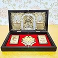 ARNAVIRA Khatu Shyam Ji Brass Gold Photo Frame with Charan Paduka Pocket Temple for Diwali Gift, House Warming Gifts Return Gift Puja Box (Khatu Shyam Ji)