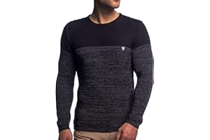 Karl´s People Herren Strick-Pullover Rundhals mit Logopatch | Männer Winter-Pullover |stylischer Herren Strick-Pulli | Warmer Männer Pulli Grobstrick| Herren Basic Longsleeve Sweatshirt Sweater K-114