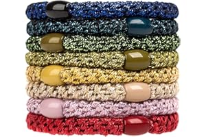 AXEN 8 gomas elásticas para el pelo para mujeres y niñas, bandas de algodón suave tejidas para cabello grueso y rizado, colores brillantes