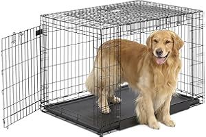 MidWest Homes for Pets - Ovation Hundekäfig mit Doppeltür, 106 cm, klappbar, aus Metall, Fronttür und „Up & Away“-Seitentür, platzsparendes Design, große Rassen
