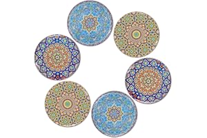 BOHORIA® Wysokiej jakości designerskie podkładki (zestaw 6 sztuk) – dekoracyjne podkładki pod szklanki, filiżanki, wazony, świece na stole jadalnym z drewna, szkła lub kamienia (okrągłe, 9 cm) (Moasique)