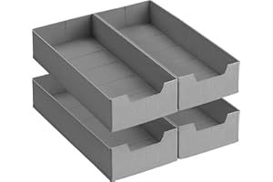 SONGMICS Set of 4 Underwear Drawer Organisers, for IKEA PAX Wardrobe, Without Dividers, Clothes Drawer Dividers, Foldable Closet Sock Organisers, 50 x 22 x 10 cm, Dove Grey RUS013G01