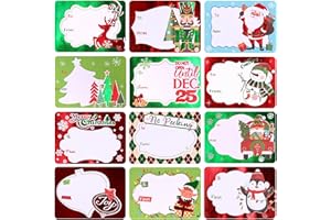 HOIIOH Groß Aufkleber Etiketten Weihnachten-96 Stück Weihnachtsaufkleber zum Beschriften für Geschenke, Selbstklebende Weihnachtsetiketten, Namensschilder Geschenkeaufkleber Sticker Weihnachte(12 Stil)